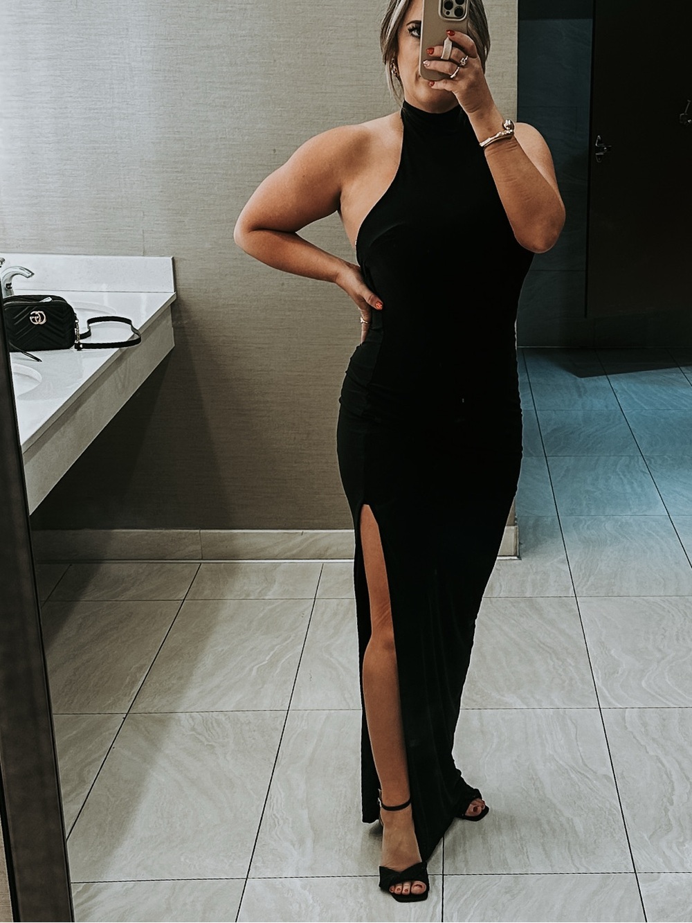 Lulu Black High-Neck Halter Maxi Dress